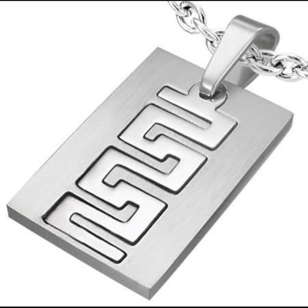 STAINLESS STEEL 2 PIECE GREEK KEY PENDANT